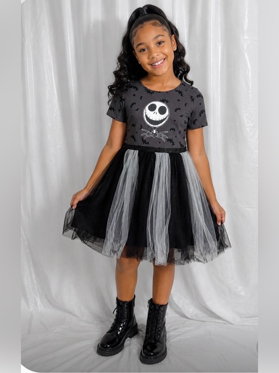 Disney Other - Nightmare Before Christmas Black & Gray Halloween Tutu Dress for Kids - Jack Ske